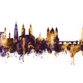 Maastricht the Netherlands Skyline Purple & Gold Mural Wallpaper - pure wallpaper artwork