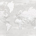 World Map Cities - Maeli Neutral Mural Wallpaper - pure wallpaper artwork