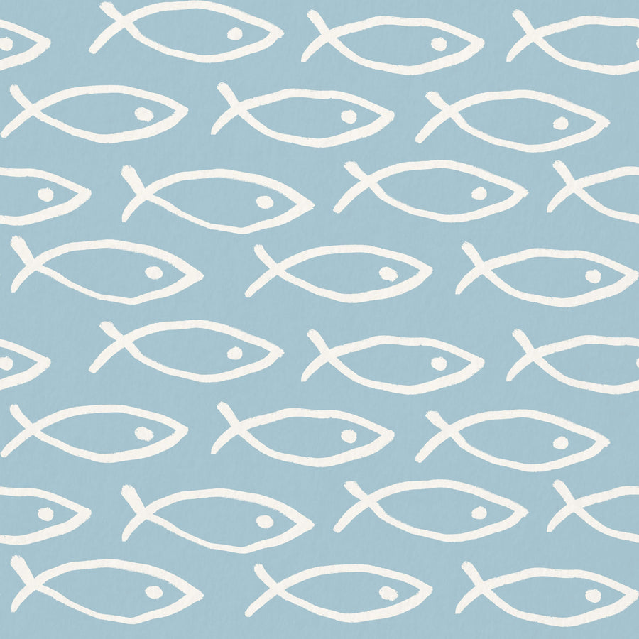 Seaside Fish Blue Mural Wallpaper