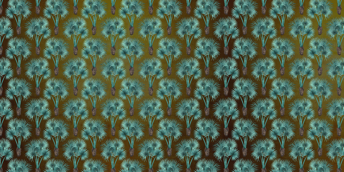 Elephant Ear Tree, Turqouise Small Mural Wallpaper - pure wallpaper artwork