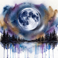 Forest Lake II - Powerful Moon Series Mural Wallpaper - pure wallpaper artwork