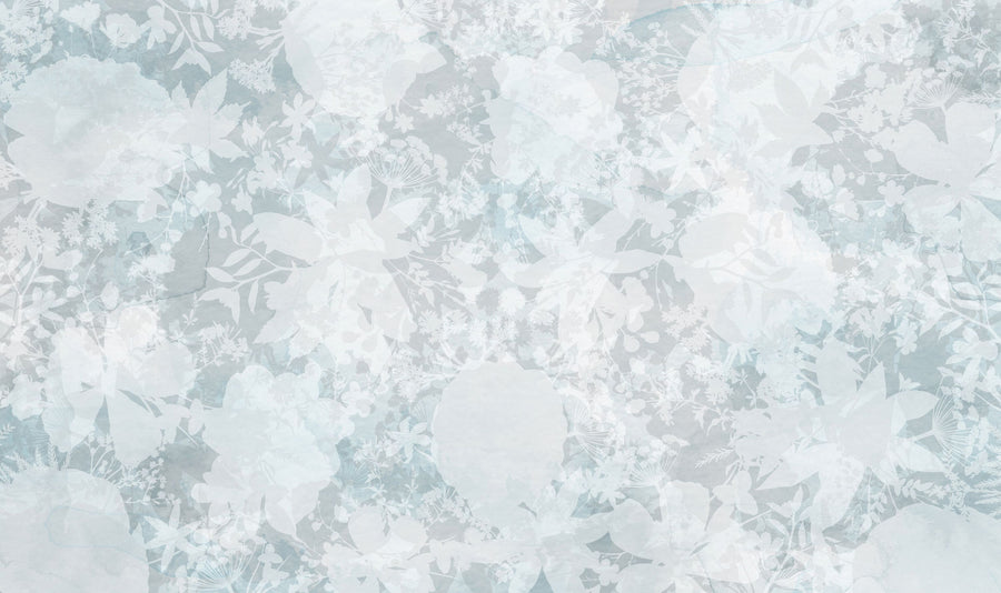 Flower Silhouette Blue Mural Wallpaper