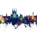 Winchester England Skyline Blue & Bronze Mural Wallpaper - pure wallpaper artwork