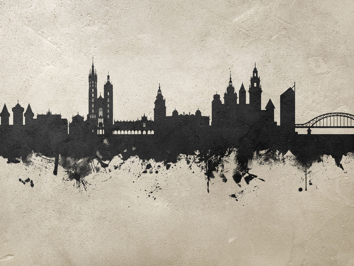 Krakow Skyline Concrete Mural Wallpaper - pure wallpaper artwork