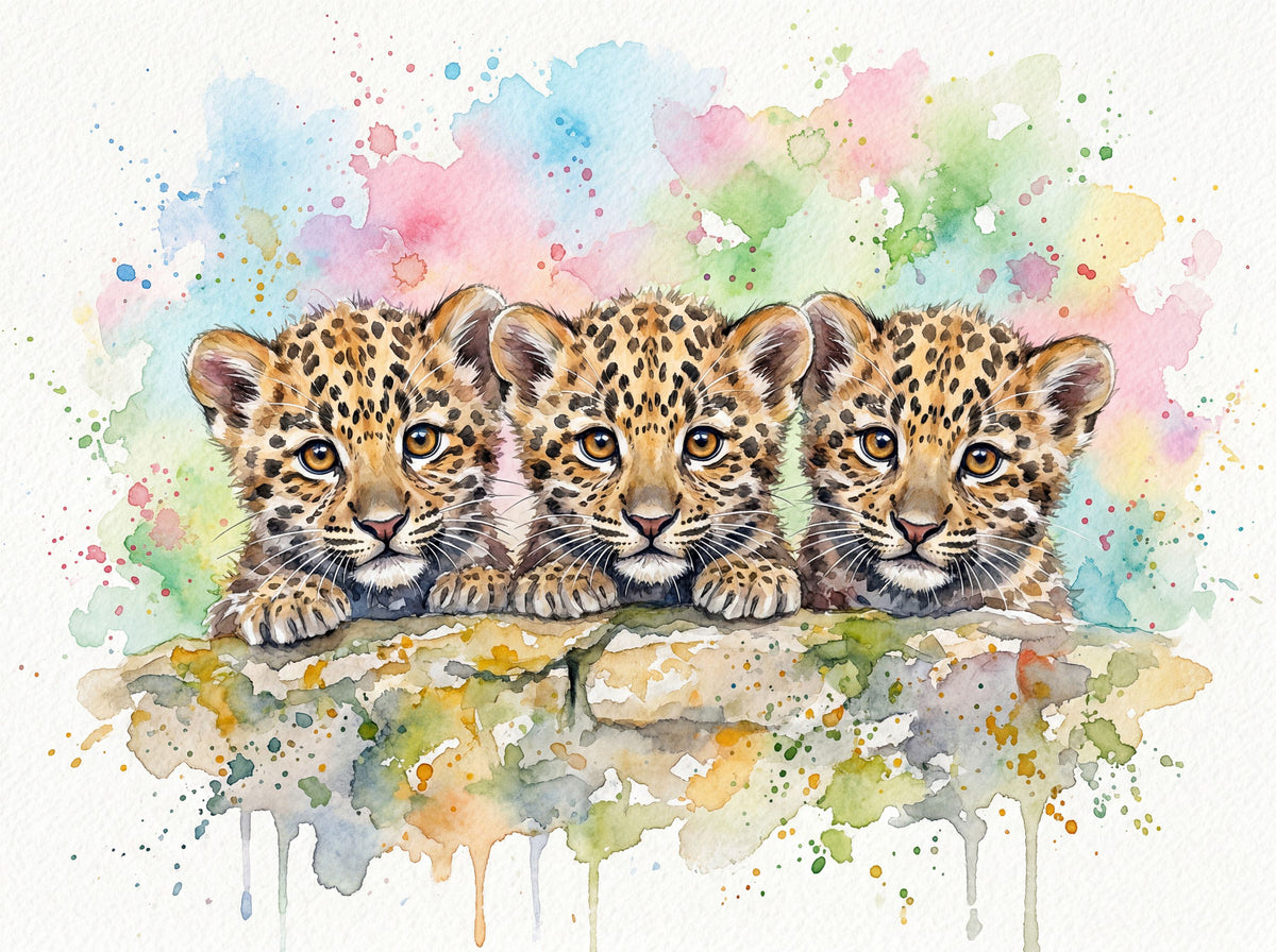Leopard Cubs - Cute Baby Animals Series Mural Wallpaper - pure wallpaper artwork
