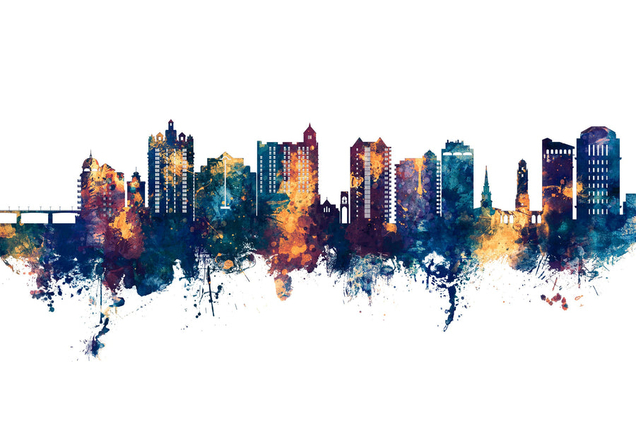 Sarasota Florida Skyline Blue & Bronze Mural Wallpaper