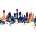 Houston Skyline Blue & Bronze Mural Wallpaper - pure wallpaper artwork