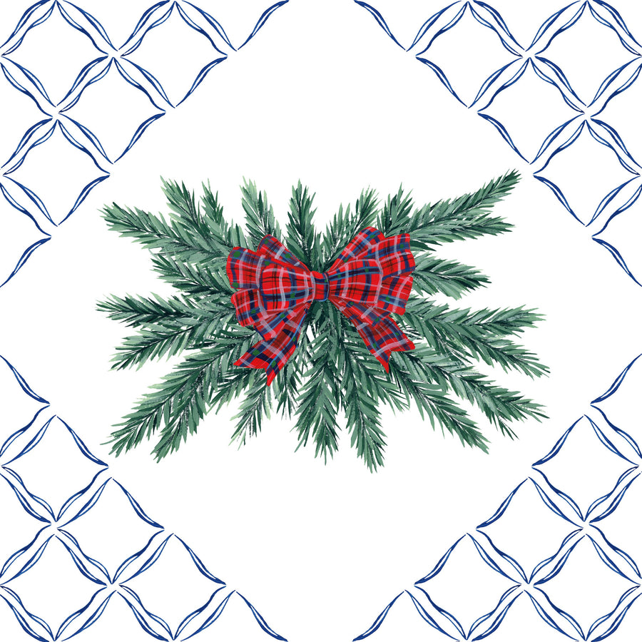 Holiday Tartan and Chinoiserie V Mural Wallpaper