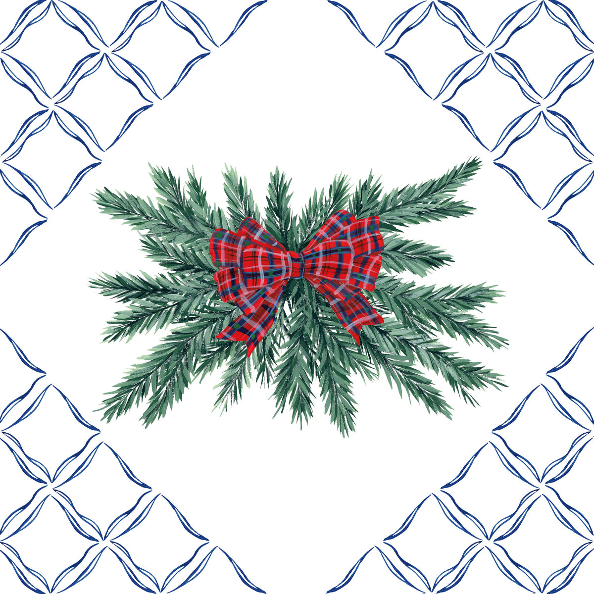 Holiday Tartan and Chinoiserie V Mural Wallpaper - pure wallpaper artwork