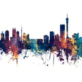 Johannesburg South Africa Skyline Blue & Bronze Mural Wallpaper - pure wallpaper artwork