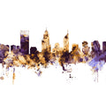 Perth Australia Skyline Purple & Gold Mural Wallpaper - pure wallpaper artwork