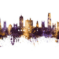New Haven Connecticut Skyline Purlpe & Gold Mural Wallpaper - pure wallpaper artwork