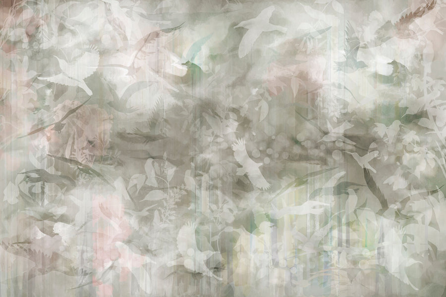Birds of Freedom Brown Mural Wallpaper