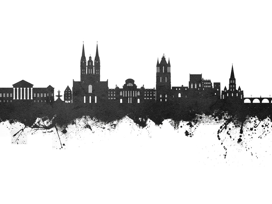 Angers France Skyline Black & White Mural Wallpaper