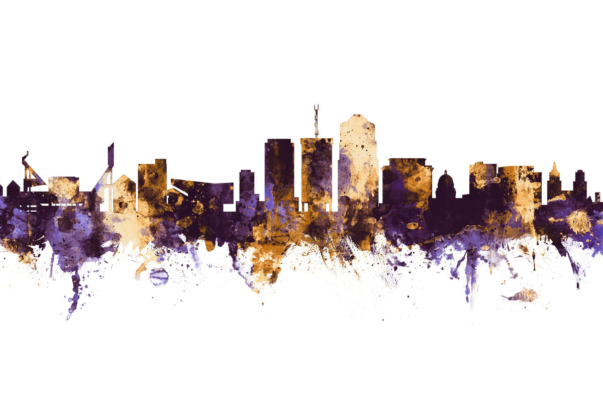 Tucson Arizona Skyline Purple & Gold Mural Wallpaper - pure wallpaper artwork