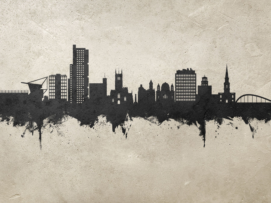 Wolverhampton England Skyline Concrete Mural Wallpaper
