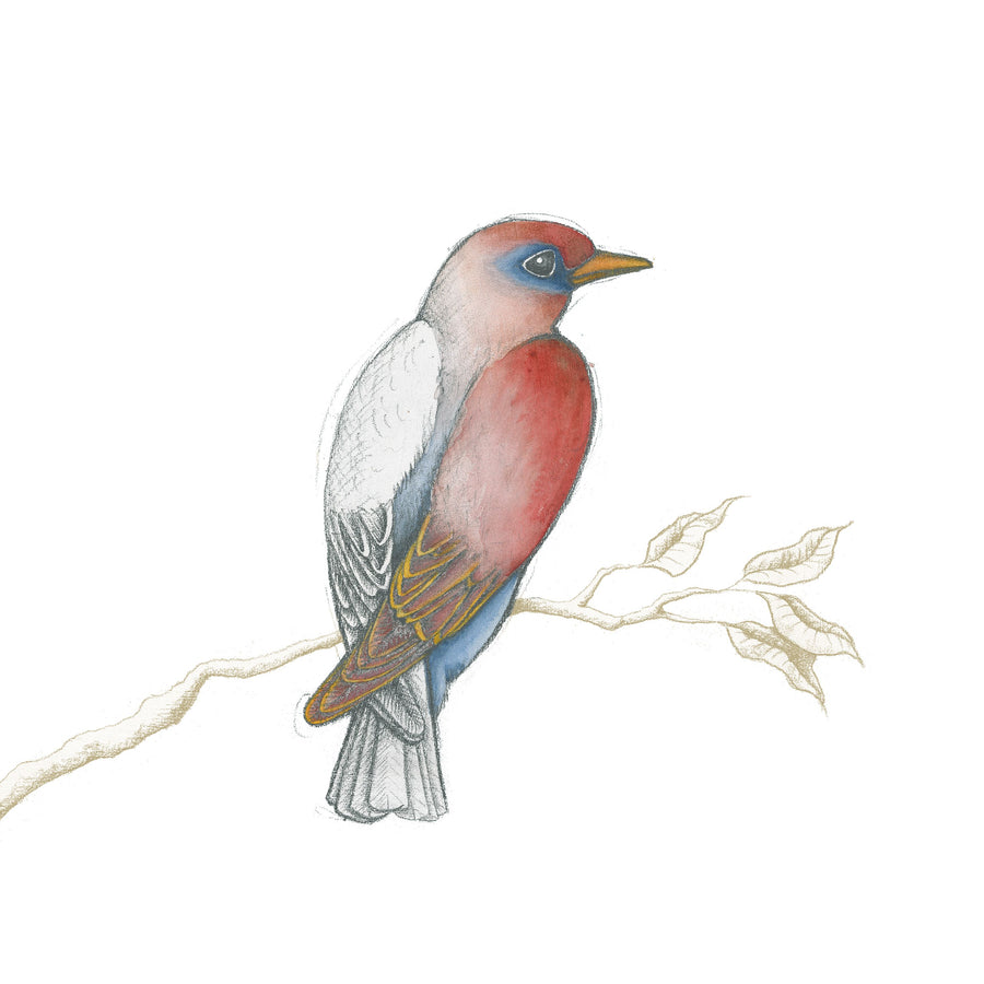 Arts and Crafts Birds I on White Mural Wallpaper
