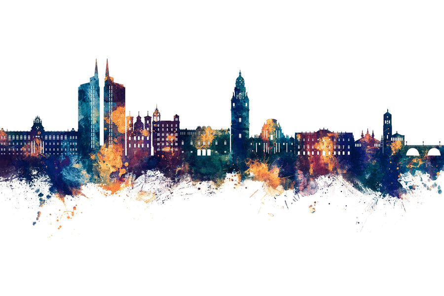 Murcia Spain Skyline Blue & Bronze Mural Wallpaper