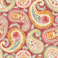 Harvest Paisley Red Mural Wallpaper - pure wallpaper artwork