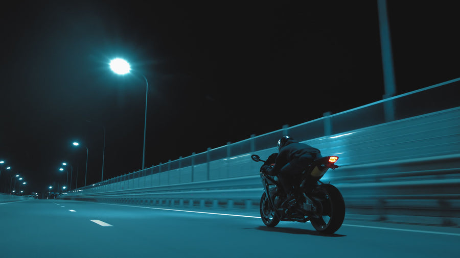 Motorcycle At Night Mural Wallpaper