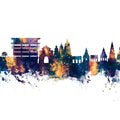 Pandharpur India Skyline Blue & Bronze Mural Wallpaper - pure wallpaper artwork