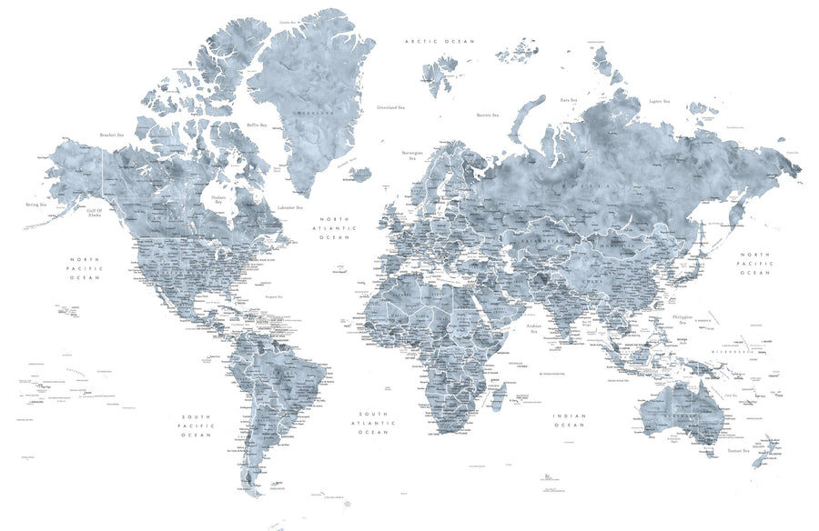 World Map Cities - Ninian Mural Wallpaper