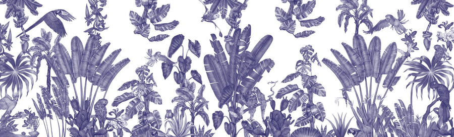 Parrots Jungle, Blue Mural Wallpaper