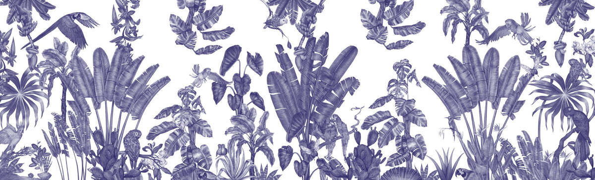 Parrots Jungle, Blue Mural Wallpaper - pure wallpaper artwork