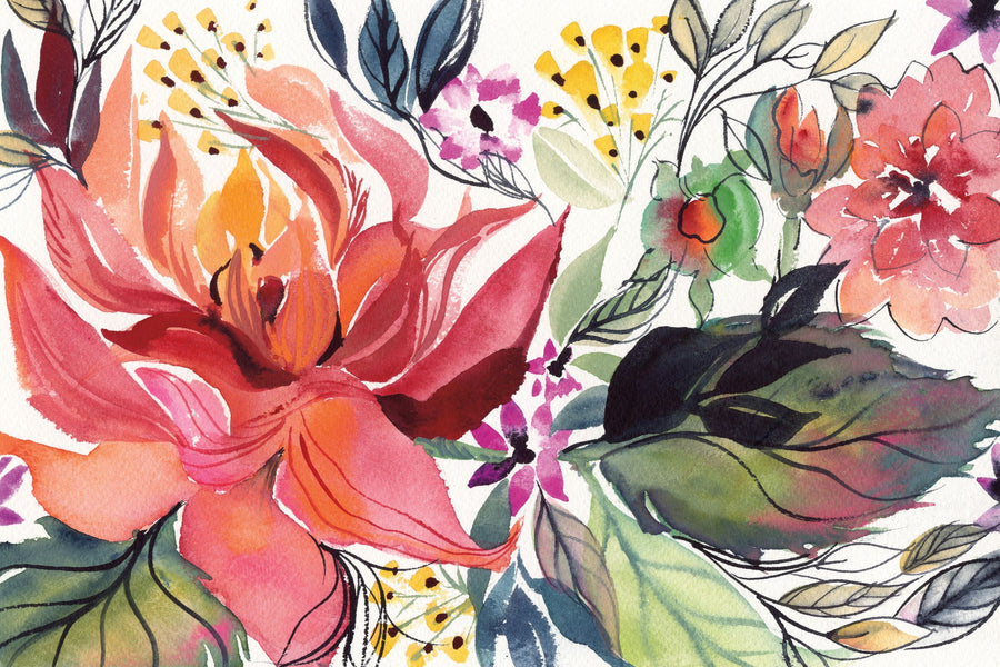 Flame Floral Mural Wallpaper