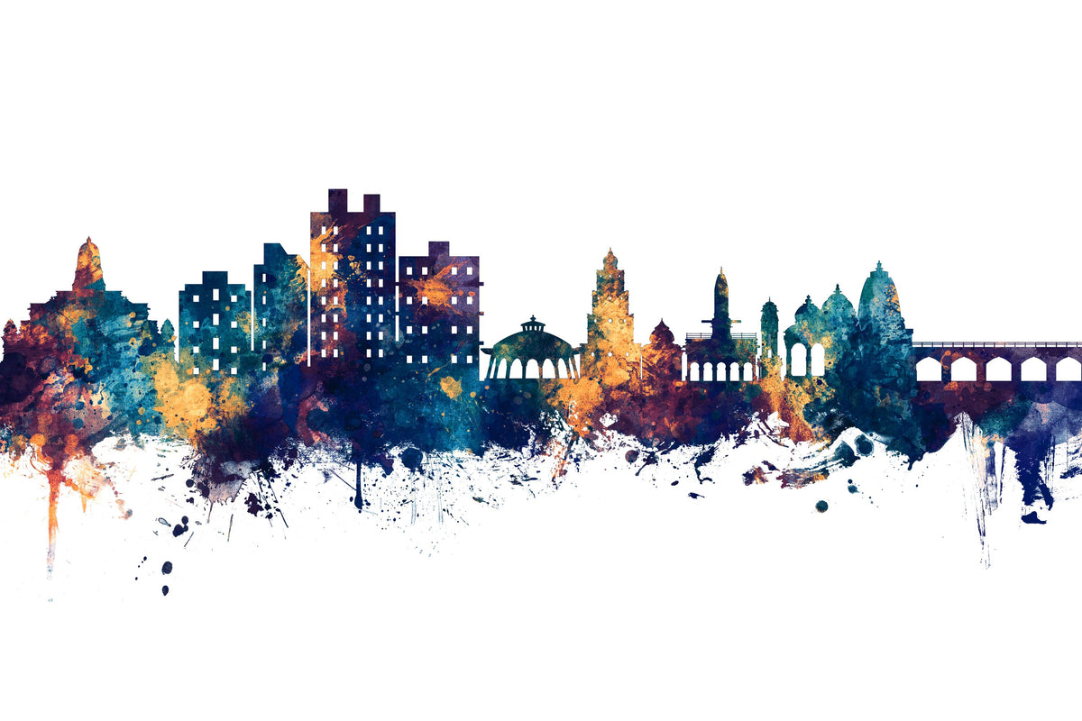 Nashik India Skyline Blue & Bronze Mural Wallpaper - pure wallpaper artwork