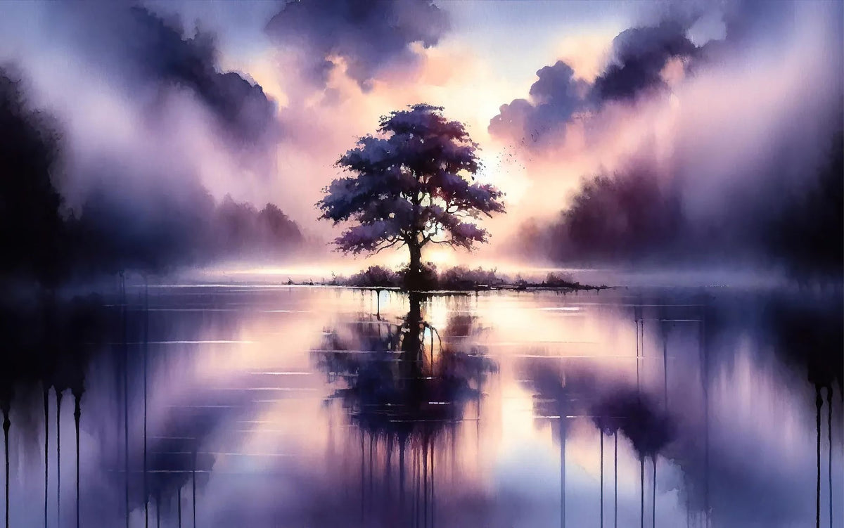 Whispers of Dawn on a Misty Lake Solitude Mural Wallpaper - pure wallpaper artwork