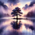 Whispers of Dawn on a Misty Lake Solitude Mural Wallpaper - pure wallpaper artwork