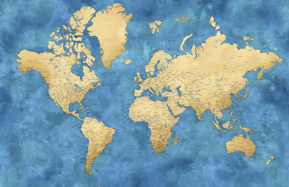 World Map Cities - Ernest Mural Wallpaper - pure wallpaper artwork