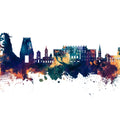 Coimbatore India Skyline Blue & Bronze Mural Wallpaper - pure wallpaper artwork