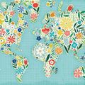 Floral World Blue Mural Wallpaper - pure wallpaper artwork