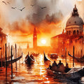 Fiery Sunset Over Venice Canal Mural Wallpaper - pure wallpaper artwork