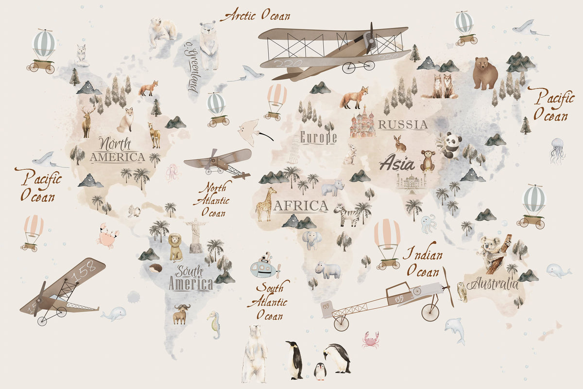 My First World Map Mural Wallpaper - pure wallpaper artwork