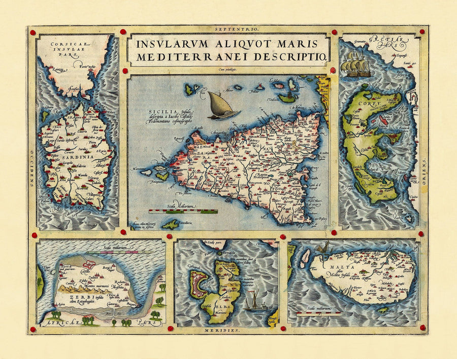 World Map Wallpaper Mural – Map Wall Mural – Old Map of Mediterranean Islands, 1570 printable artwork