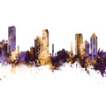 Umm Al Quwain Skyline Purple & Gold Mural Wallpaper - pure wallpaper artwork