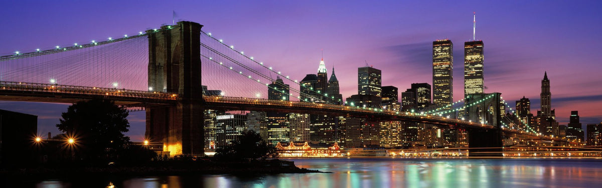 Brooklyn Bridge Twilight Mural Wallpaper - pure wallpaper artwork