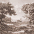 Riverbank Oak Landscape, Sepia Mural Wallpaper - pure wallpaper artwork