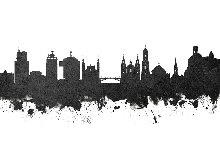 Ljubljana Slovenia Skyline Black & White Mural Wallpaper