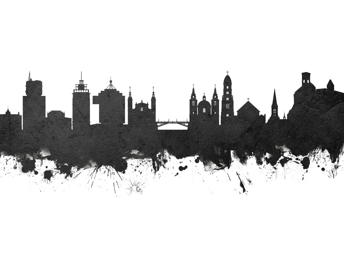 Ljubljana Slovenia Skyline Black & White Mural Wallpaper - pure wallpaper artwork