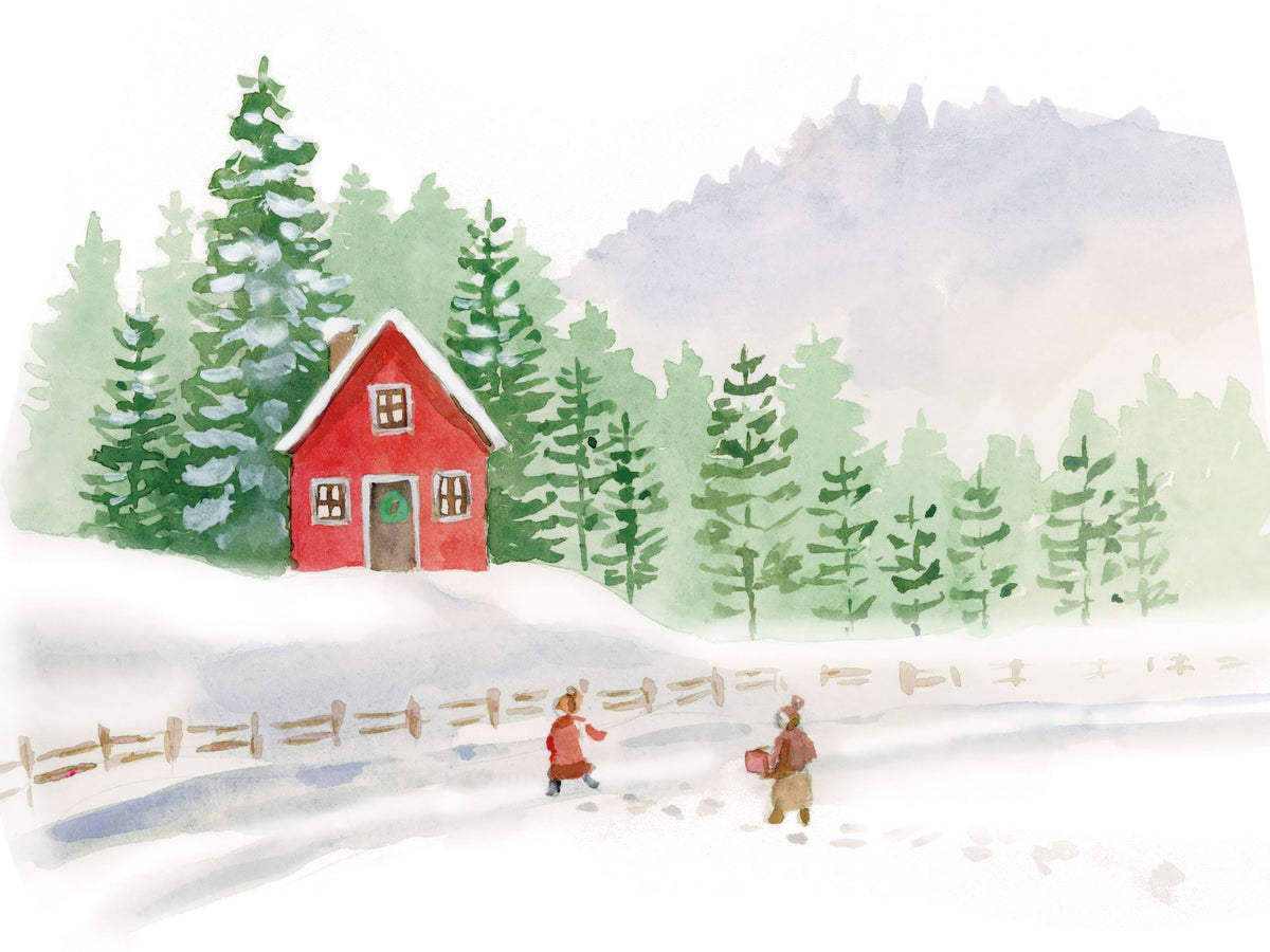 Winter Village Folk Mural Wallpaper - pure wallpaper artwork