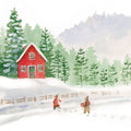 Winter Village Folk Mural Wallpaper - pure wallpaper artwork