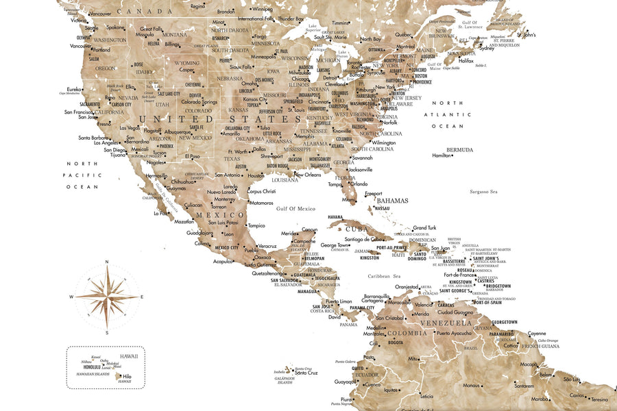 US Mexico Caribbean Map - Abey Mural Wallpaper