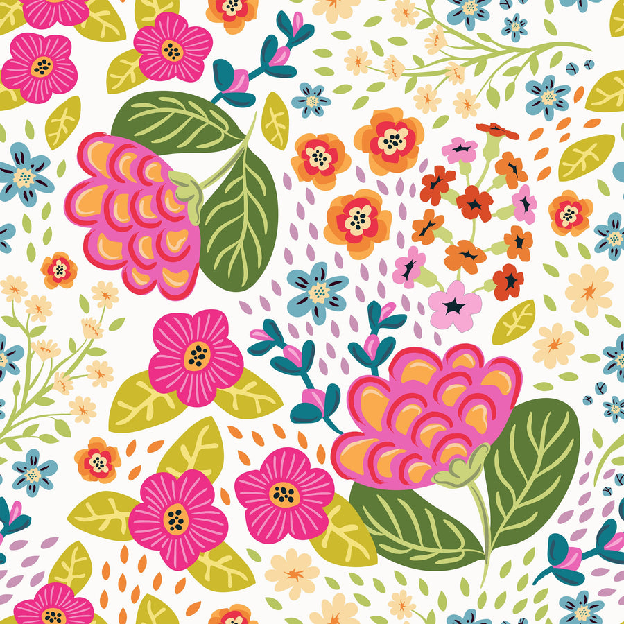 Happy Flowers, Milk Mural Wallpaper