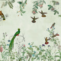 Fields of Birds and Flowers Mural Wallpaper - Neutral Tone - pure wallpaper artwork