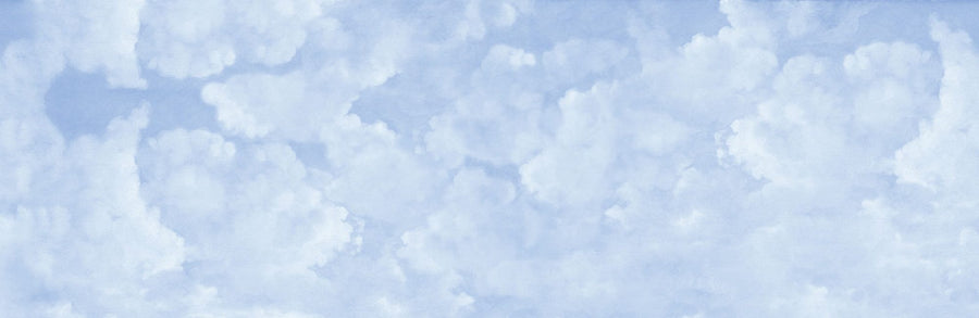 Cloud Wallpaper Mural – Sky Wall Mural – Painted Dreamy Clouds, Bright Blue printable artwork