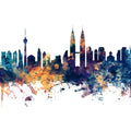 Kuala Lumpur Skyline Blue & Bronze Mural Wallpaper - pure wallpaper artwork